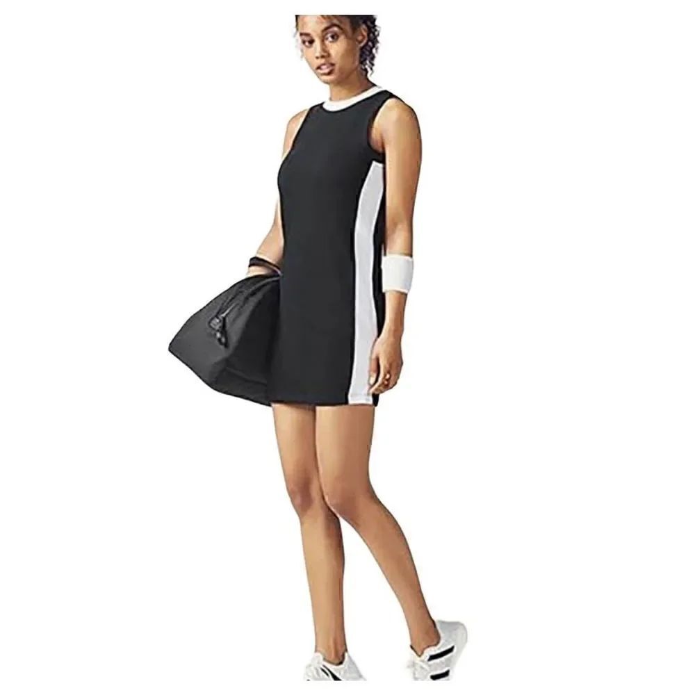 Fabletics Becky black and white French Terry mini dress size M